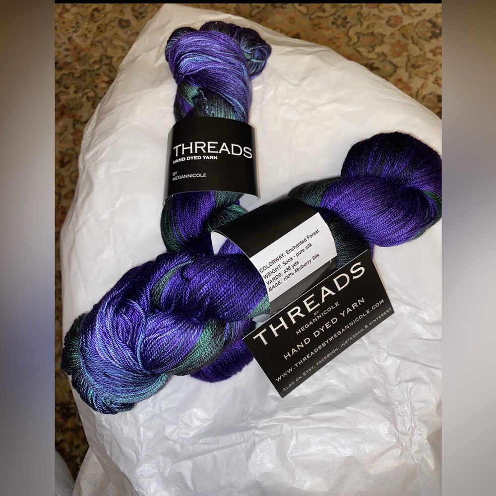 Threads Hand Dyed Yarn in Purple and Blue, 2 Skein Lot